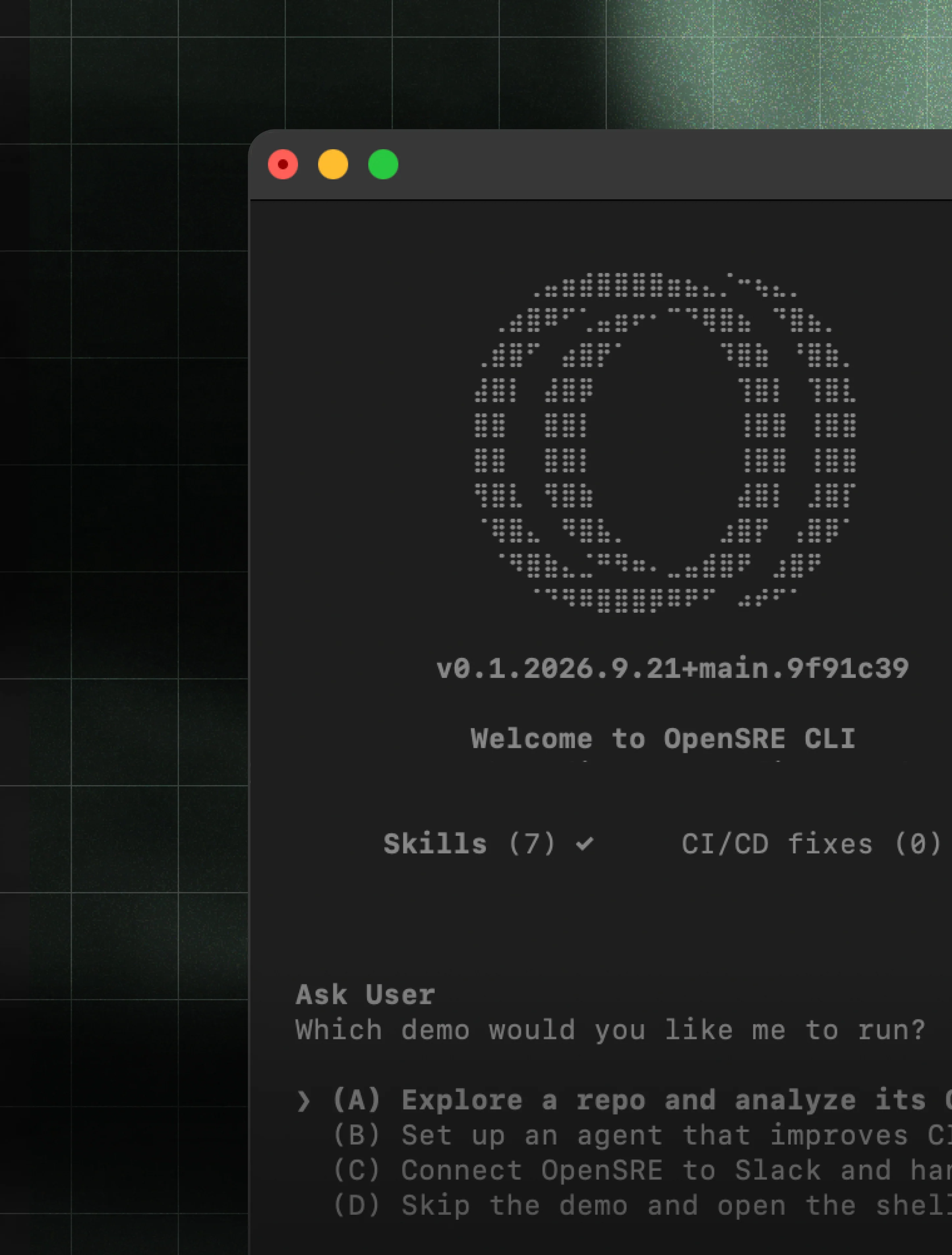 OpenSRE terminal interface